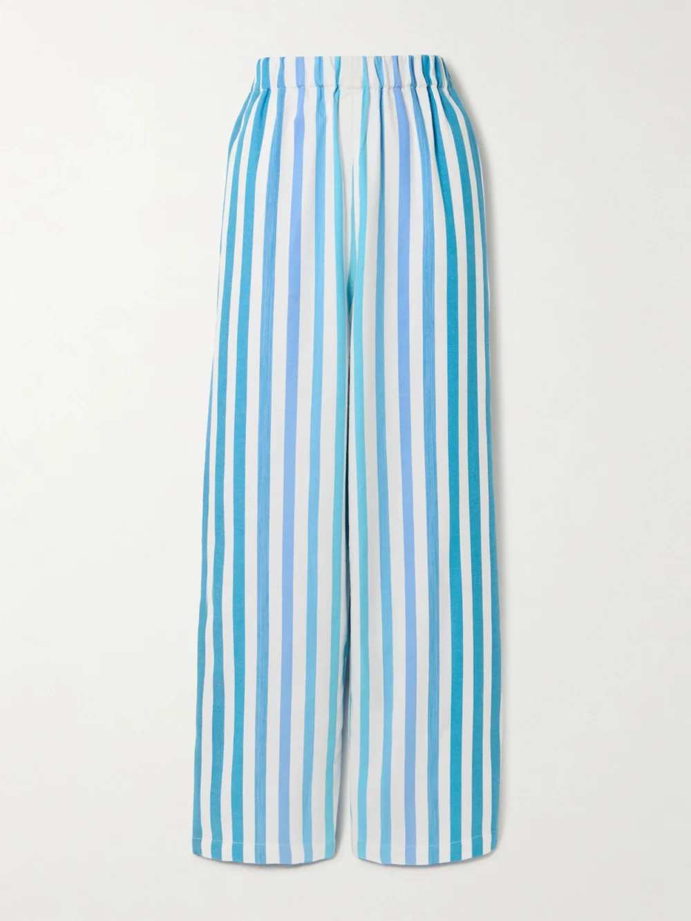 Marrakshi Life Palazzo Striped Cotton-blend Wide-leg Pants in blue