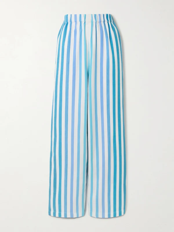 Marrakshi Life Palazzo Striped Cotton-blend Wide-leg Pants