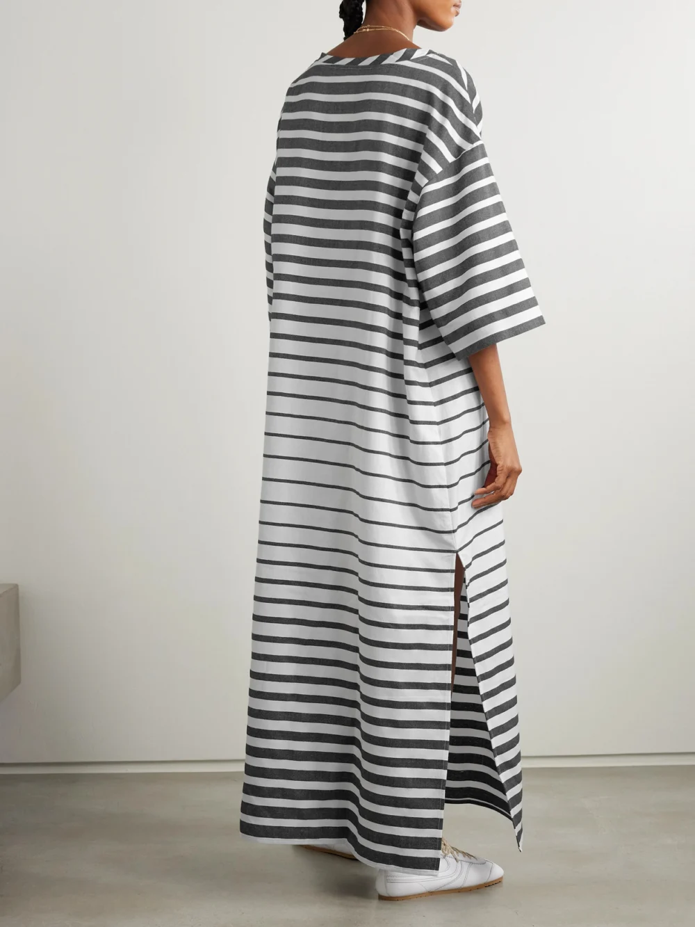 Back view of the Marrakshi Life Striped Cotton-blend Maxi Dress