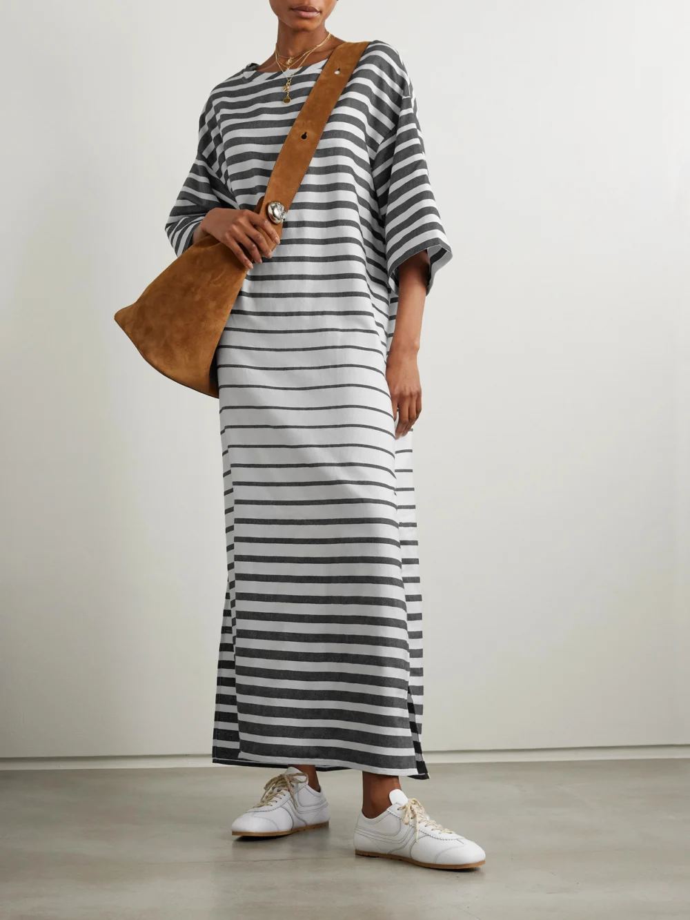 Marrakshi Life Striped Cotton-blend Maxi Dress, worn by a model