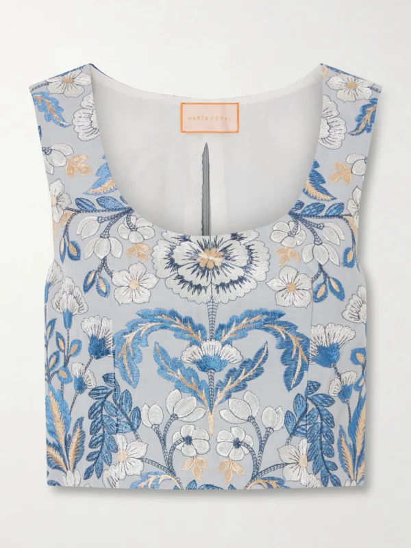 Marta Ferri Embroidered Woven Blouse