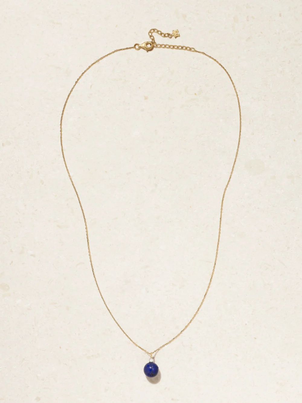 Close-up detail of the Mateo 14-karat Gold, Lapis Lazuli and Diamond Necklace