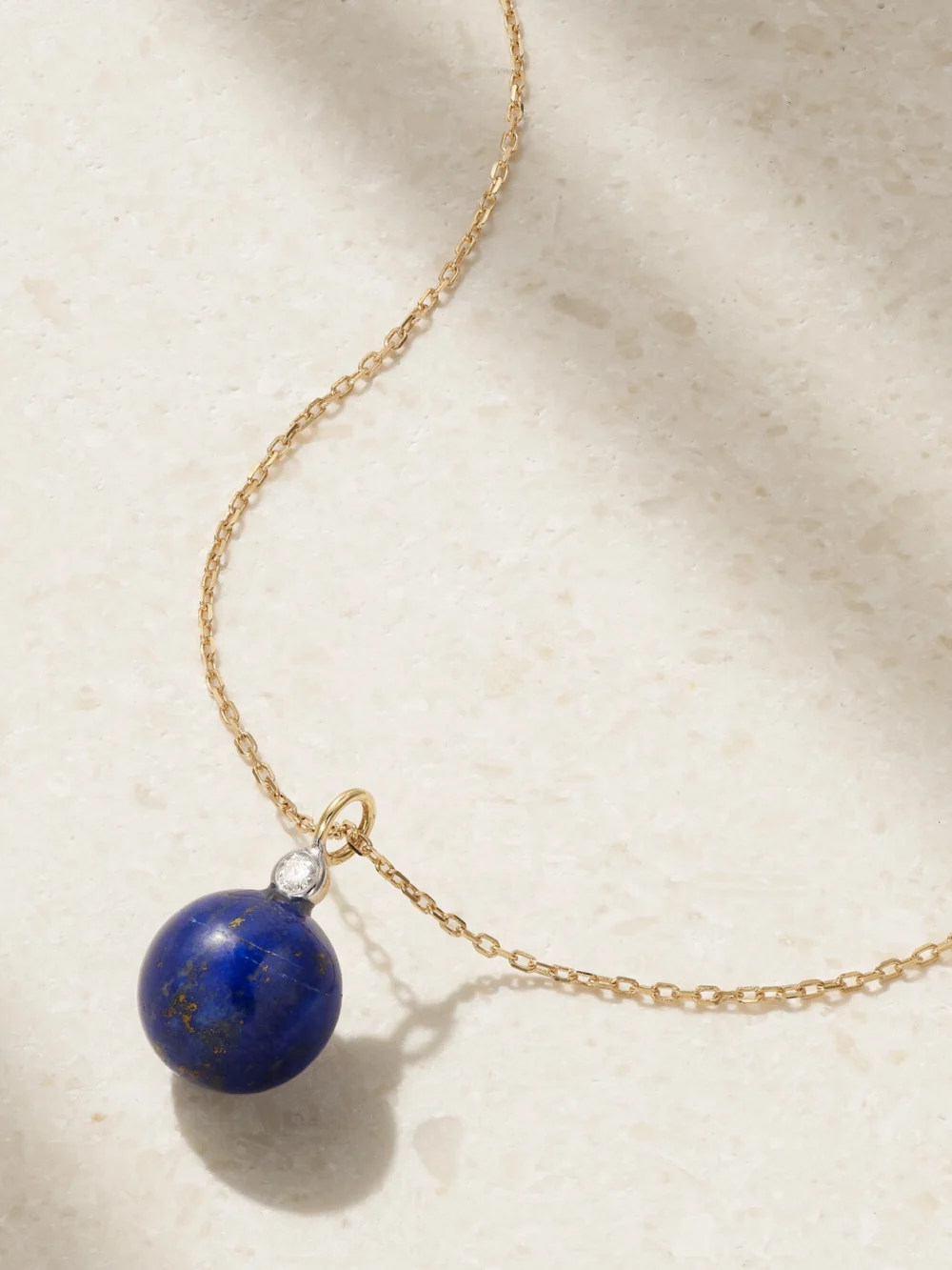 Mateo 14-karat Gold, Lapis Lazuli and Diamond Necklace in blue