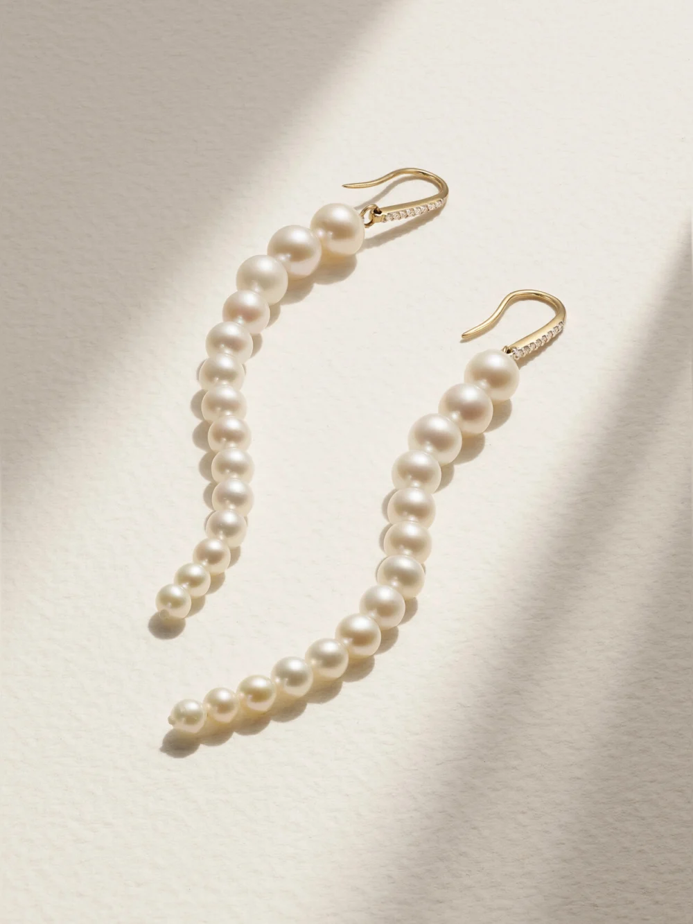 Mateo 14-karat Gold, Pearl and Diamond Earrings in white