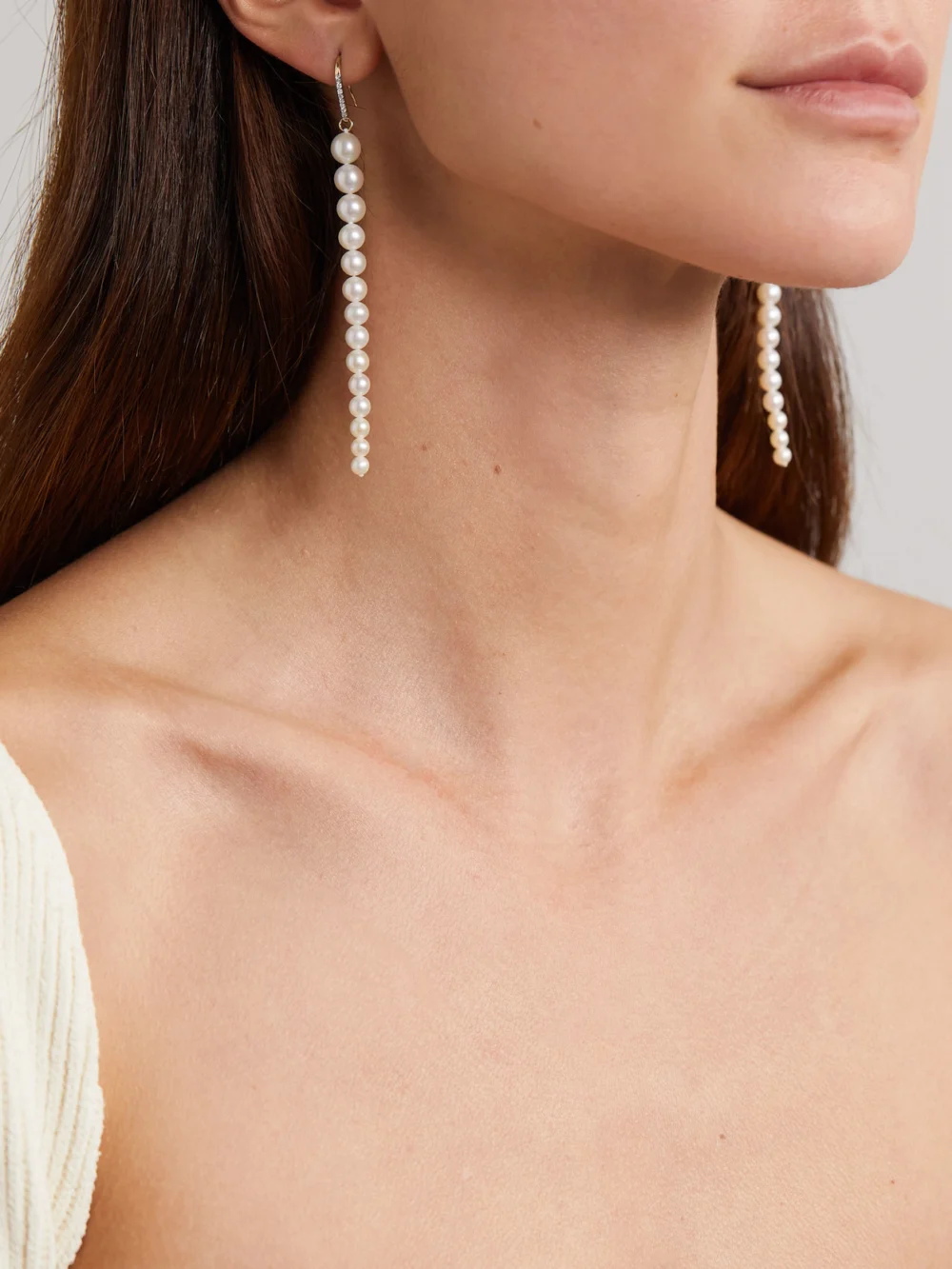 Mateo 14-karat Gold, Pearl and Diamond Earrings, styled view