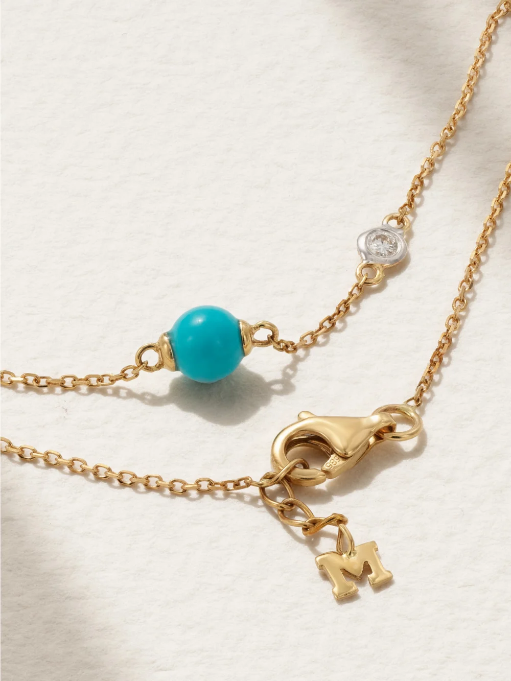 Back view of the Mateo Dot 14-karat Gold, Turquoise and Diamond Bracelet