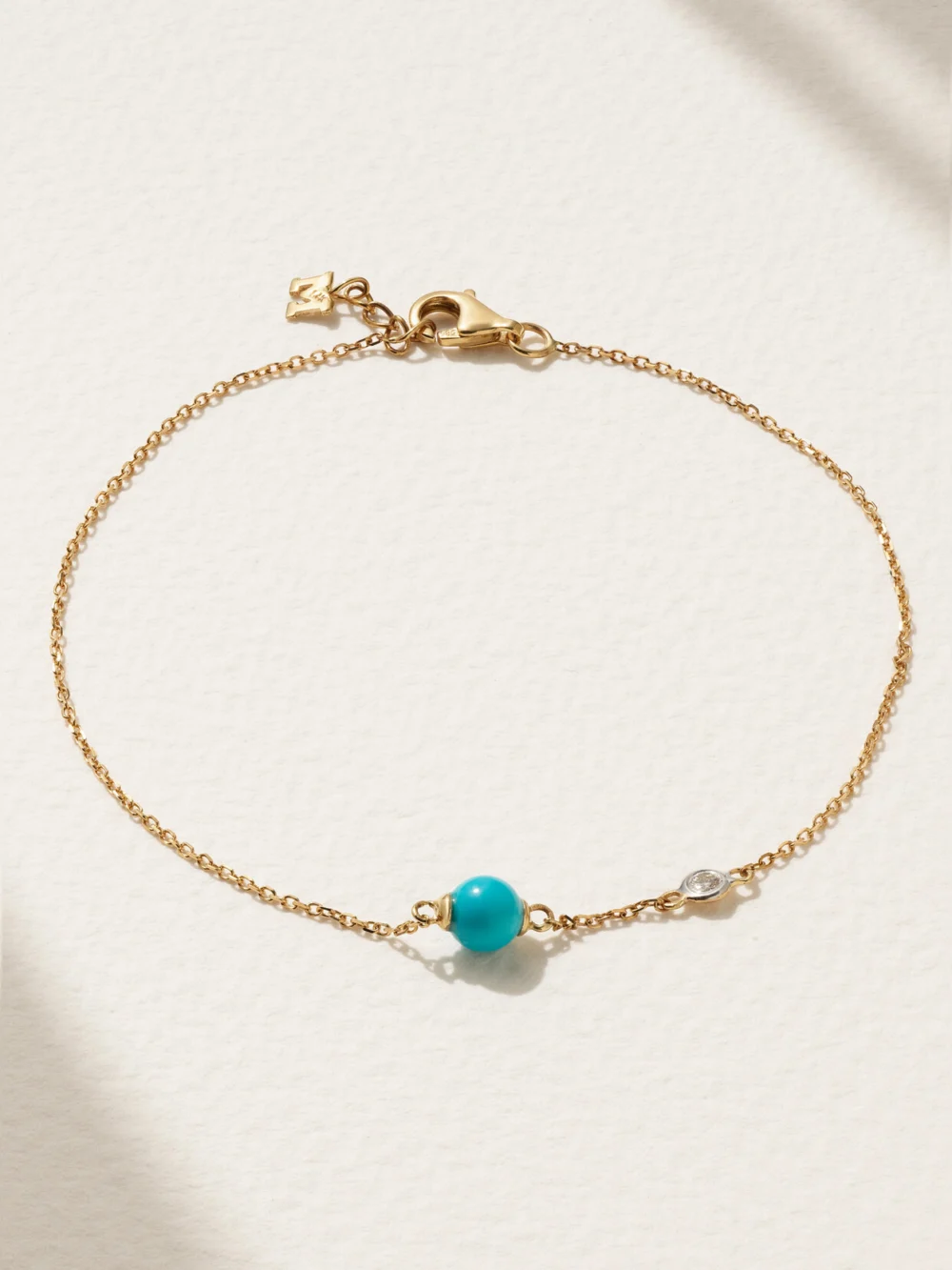 Mateo Dot 14-karat Gold, Turquoise and Diamond Bracelet in blue