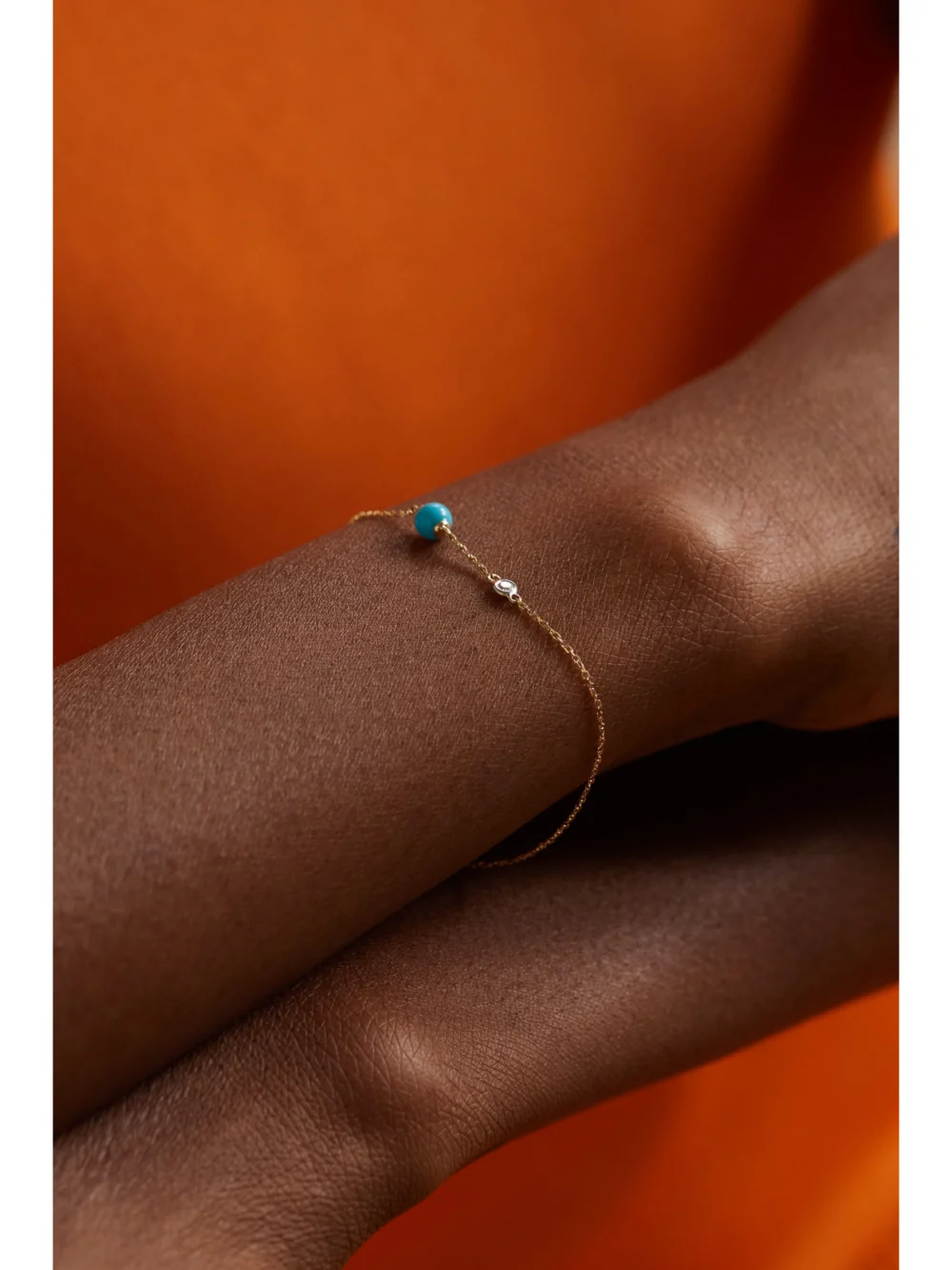 Mateo Dot 14-karat Gold, Turquoise and Diamond Bracelet, styled view