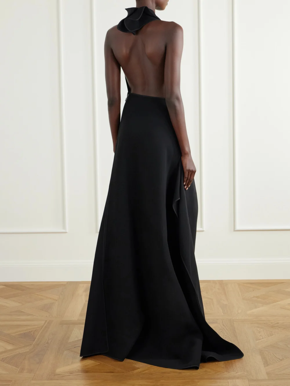 Back view of the Maticevski Allude Halterneck Draped Crepe Gown