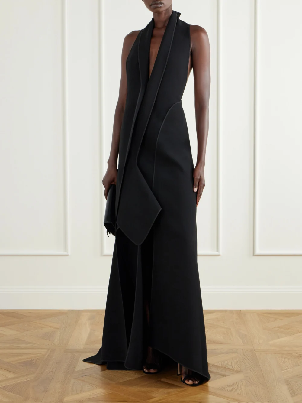 Maticevski Allude Halterneck Draped Crepe Gown, worn by a model