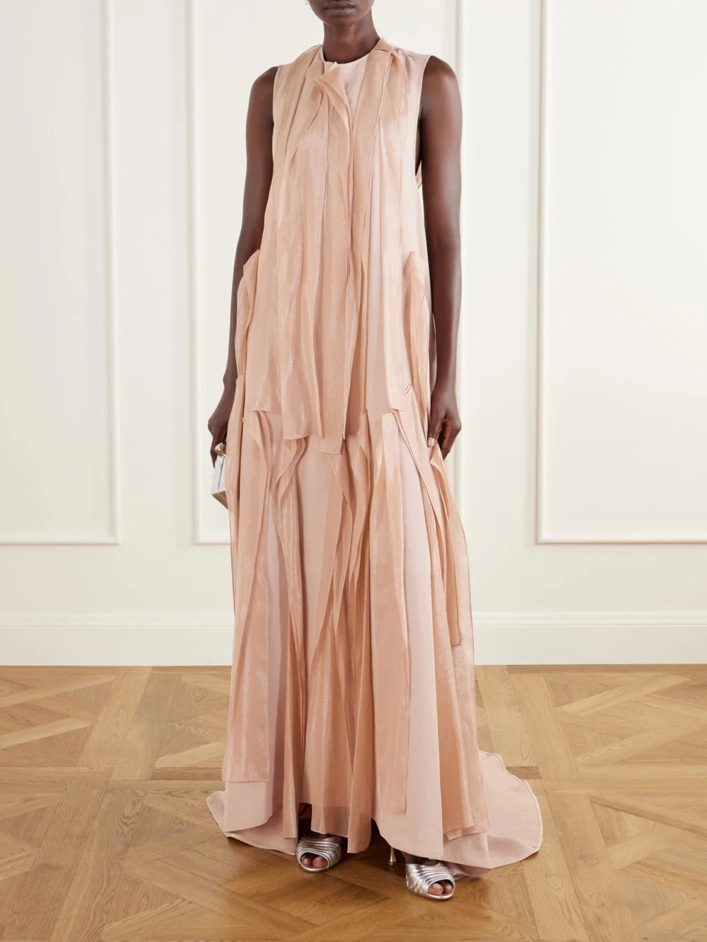 Maticevski Beseech Draped Pleated Crepe and Satin Gown, worn by a model