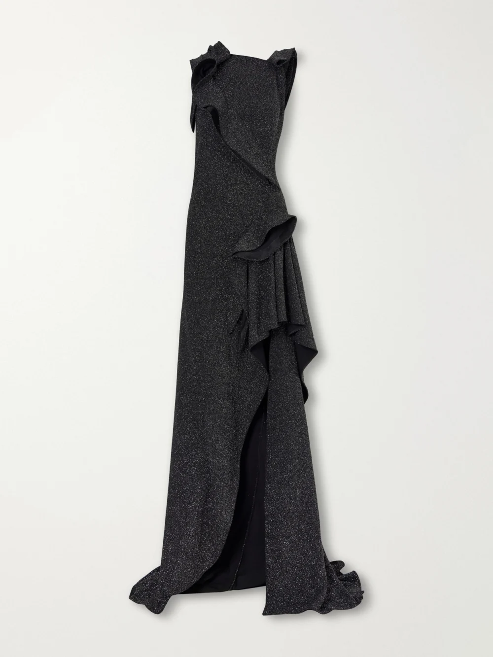Maticevski Flashpoint Asymmetric Ruffled Lurex Gown in black
