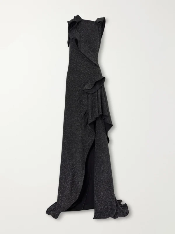 Maticevski Flashpoint Asymmetric Ruffled Lurex Gown