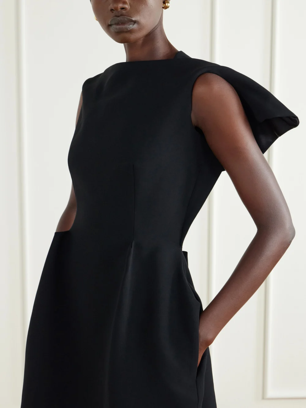 Close-up detail of the Maticevski Forge Crepe Mini Dress
