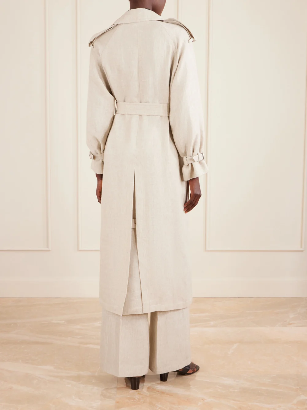 Back view of the Max Mara Belted Linen-drill Trench Coat