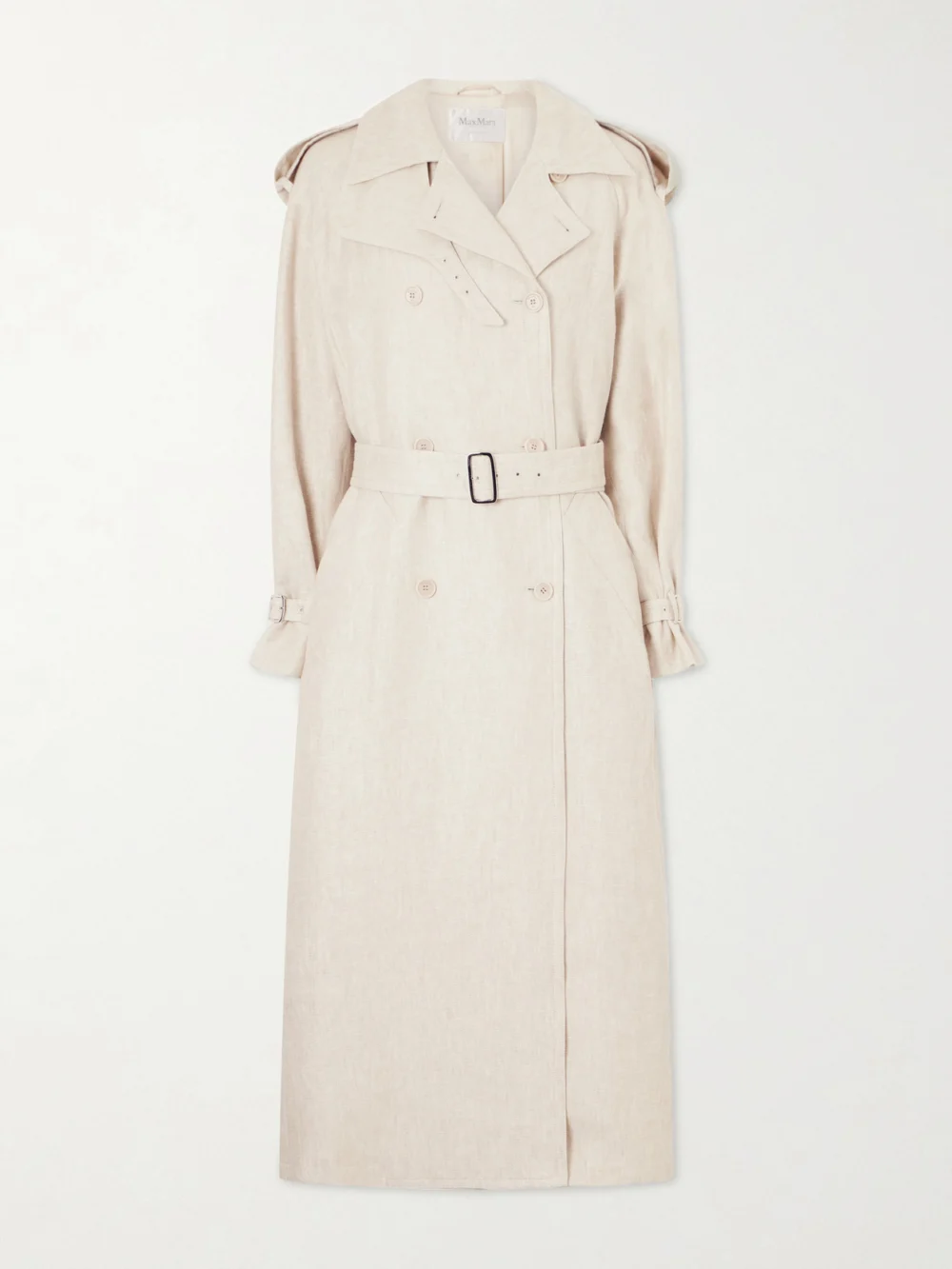 Max Mara Belted Linen-drill Trench Coat in cream