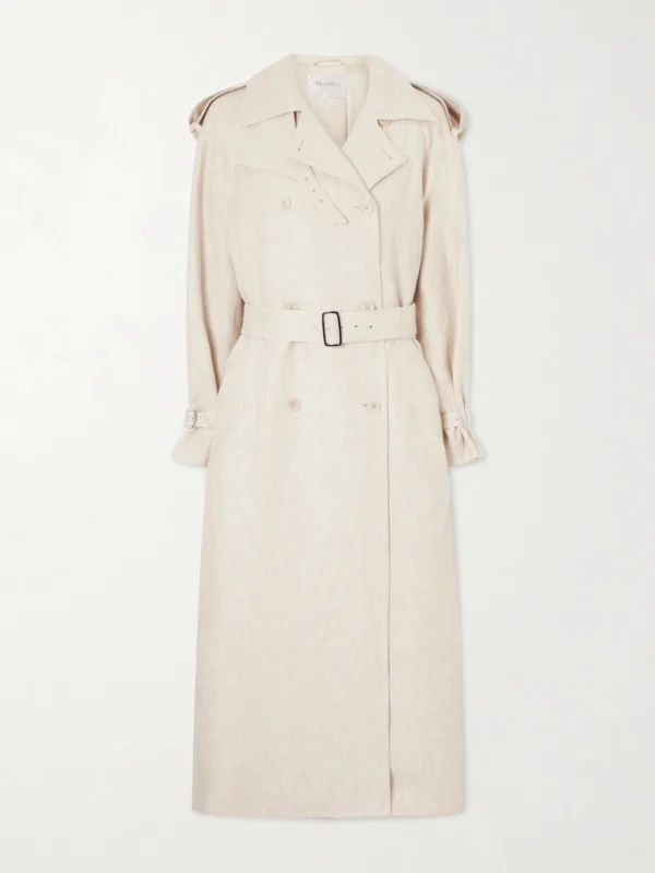 Max Mara Belted Linen-drill Trench Coat