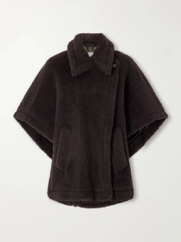 Max Mara Tebe Alpaca, Wool and Silk-blend Fleece Cape