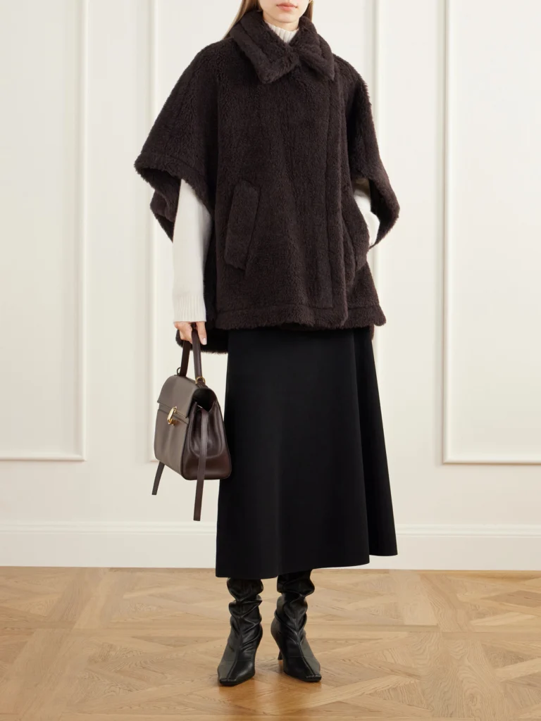 Max Mara Tebe Alpaca, Wool and Silk-blend Fleece Cape