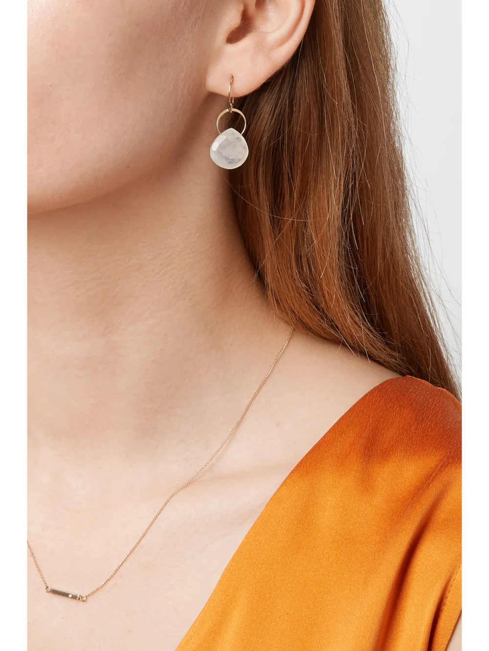 Melissa Joy Manning 14-karat Gold Moonstone Earrings, styled view
