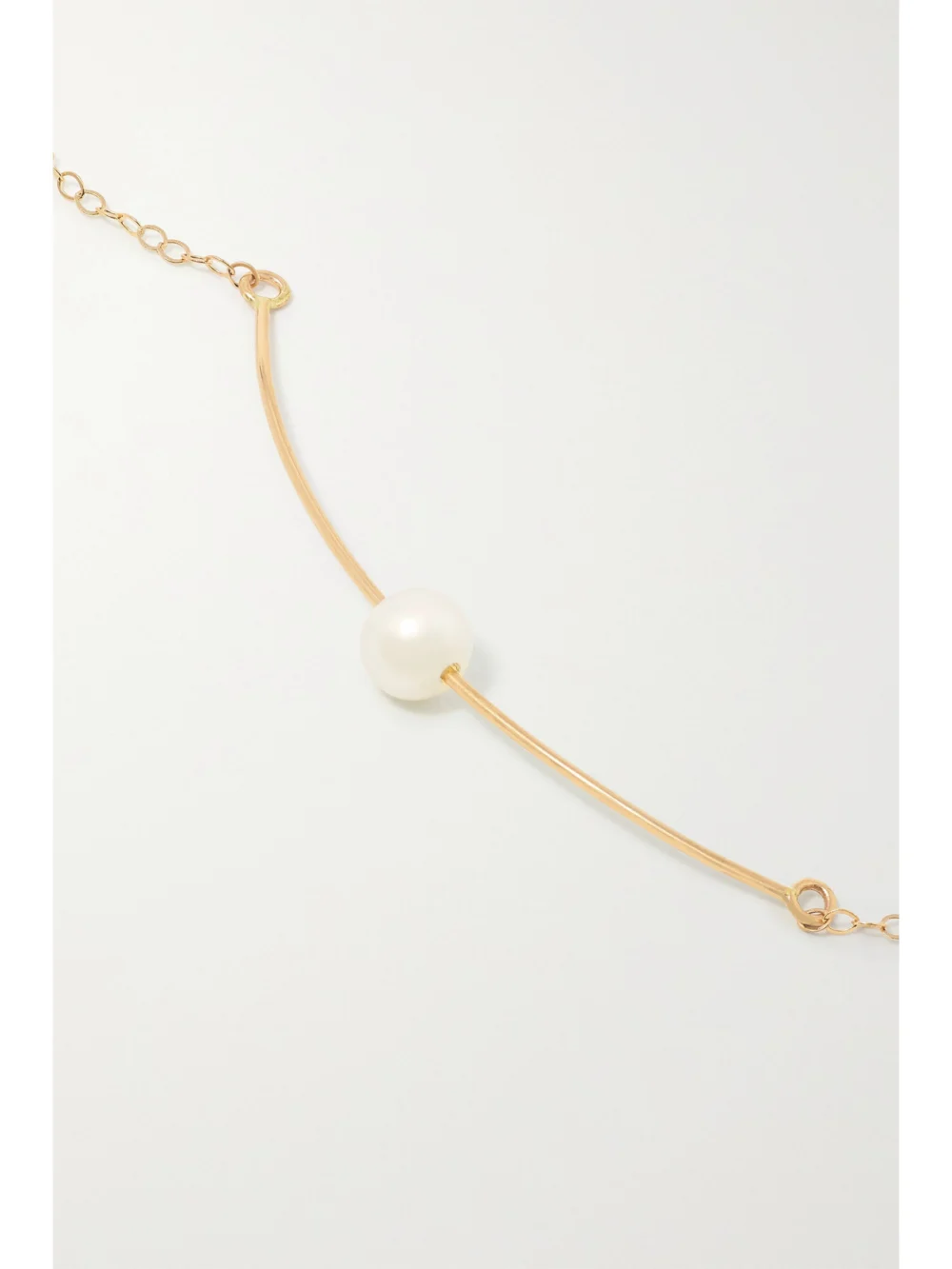 Close-up detail of the Melissa Joy Manning 14-karat Recycled Gold Pearl Bracelet