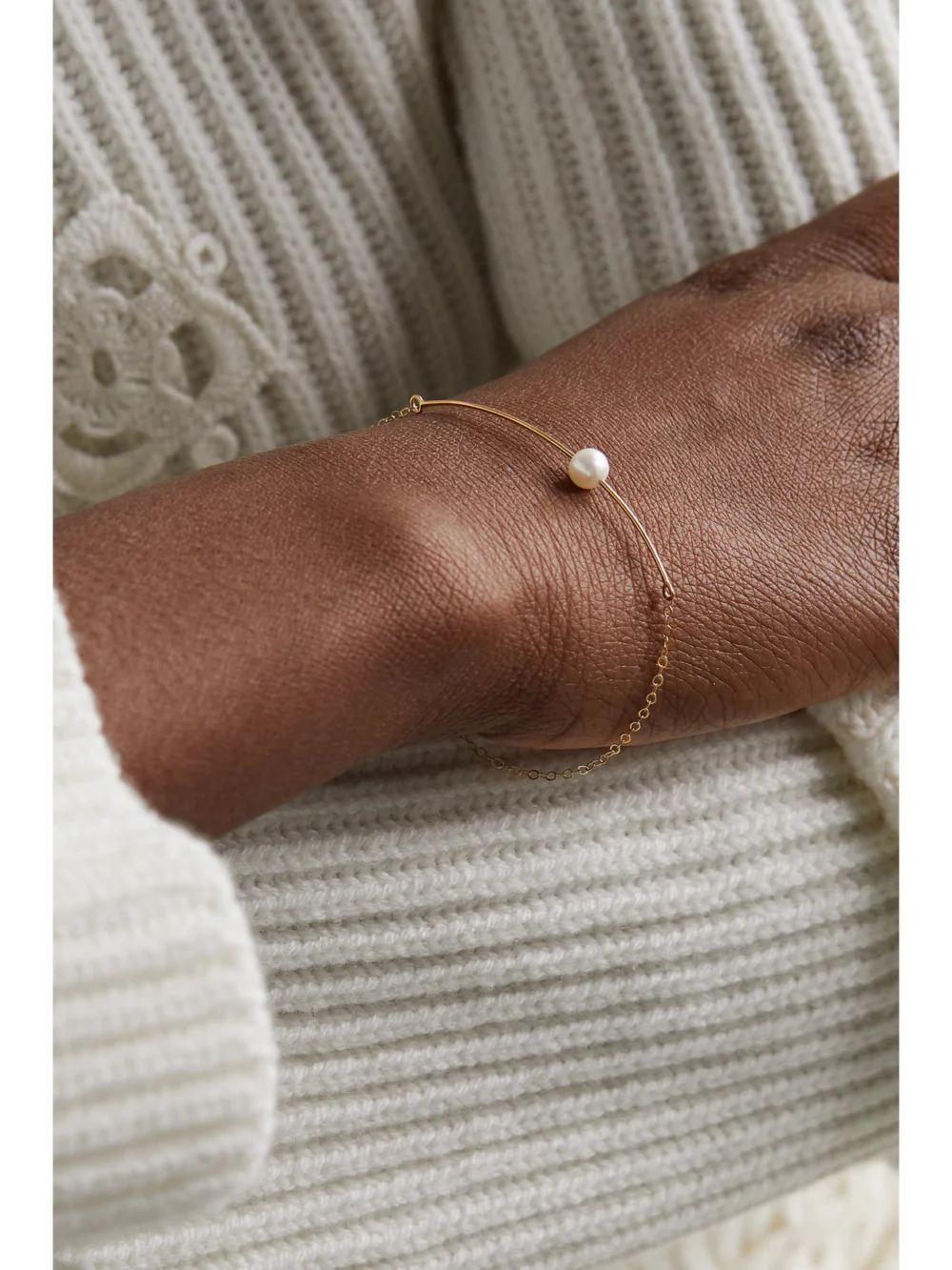 Melissa Joy Manning 14-karat Recycled Gold Pearl Bracelet, styled view