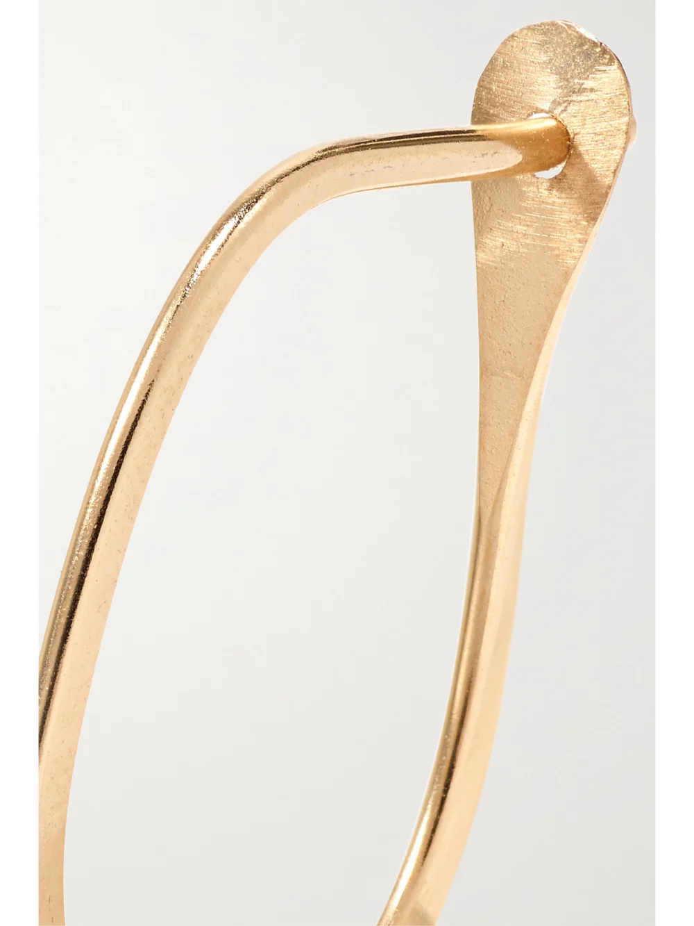 Close-up detail of the Melissa Joy Manning Teardrop 14-karat Gold Hoop Earrings