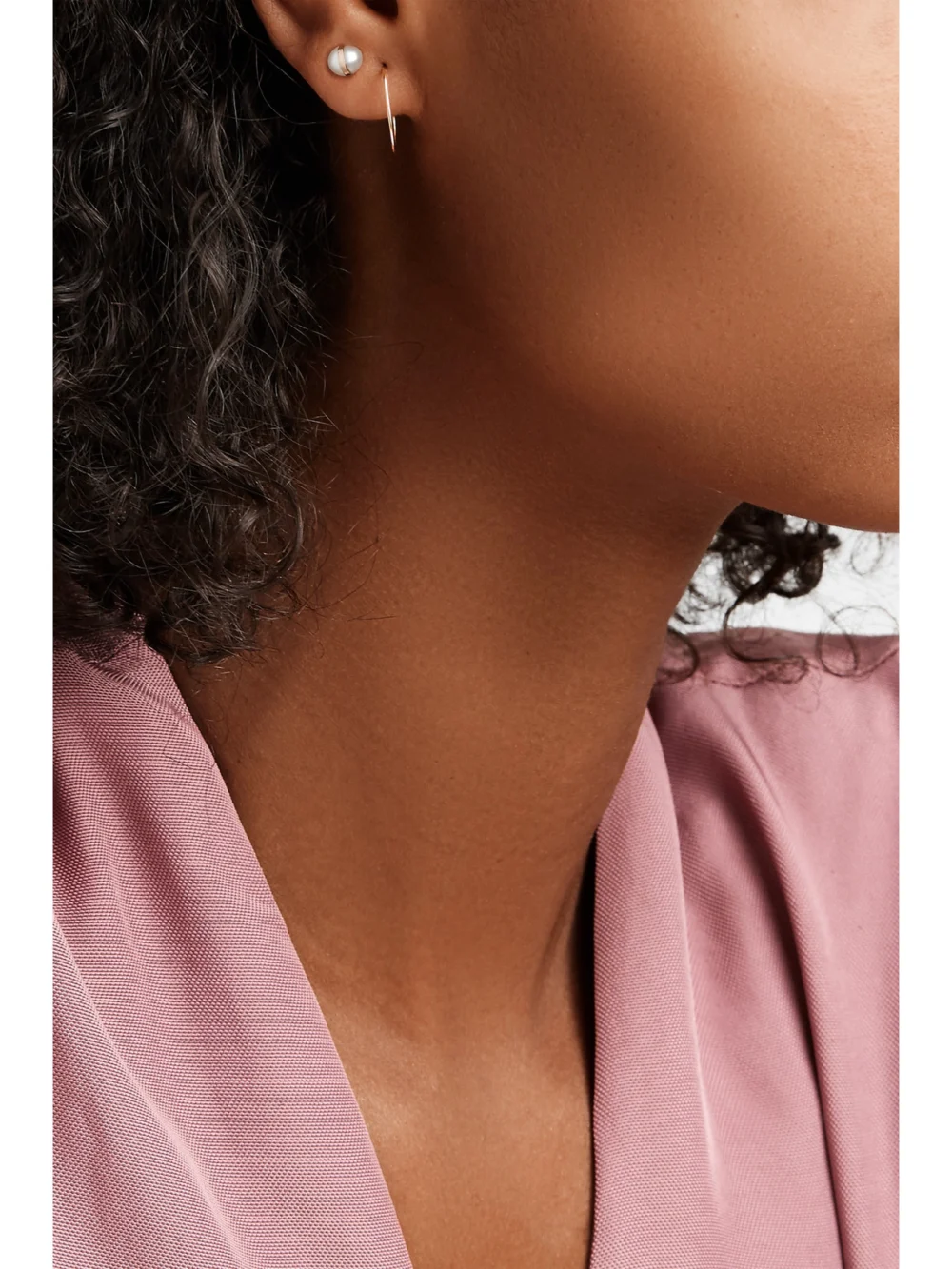 Melissa Joy Manning Teardrop 14-karat Gold Hoop Earrings, styled view