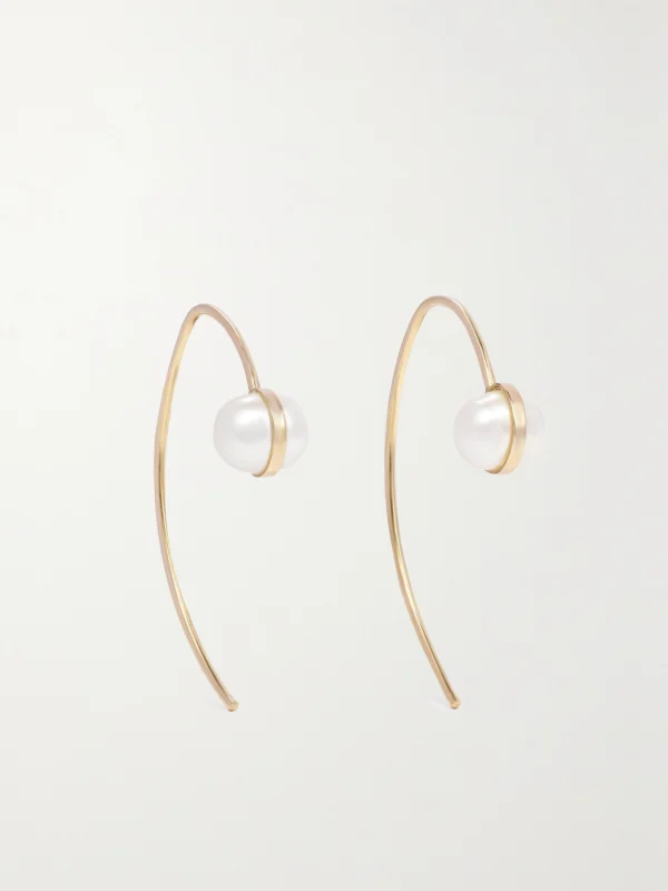 Melissa Joy Manning Wishbone 14-karat Recycled Gold Pearl Earrings