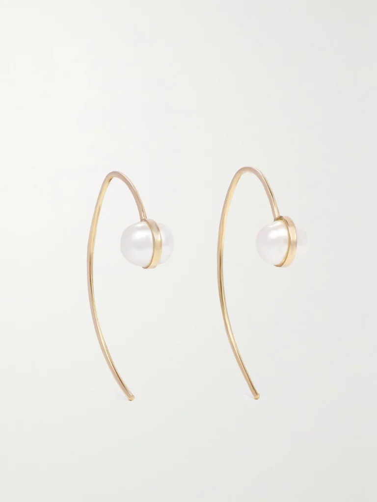 Melissa Joy Manning Wishbone 14-karat Recycled Gold Pearl Earrings