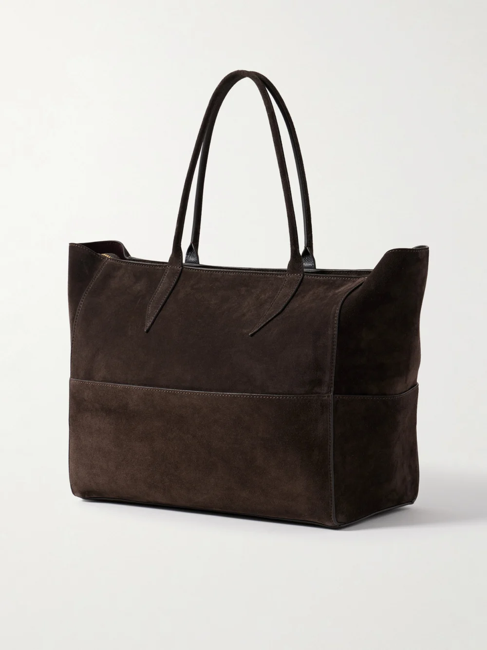 Back view of the Métier Incognito 36 Paneled Suede Tote