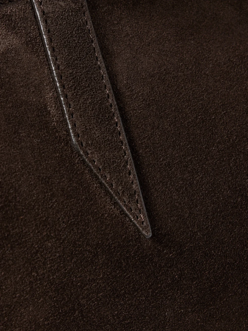 Close-up detail of the Métier Incognito 36 Paneled Suede Tote