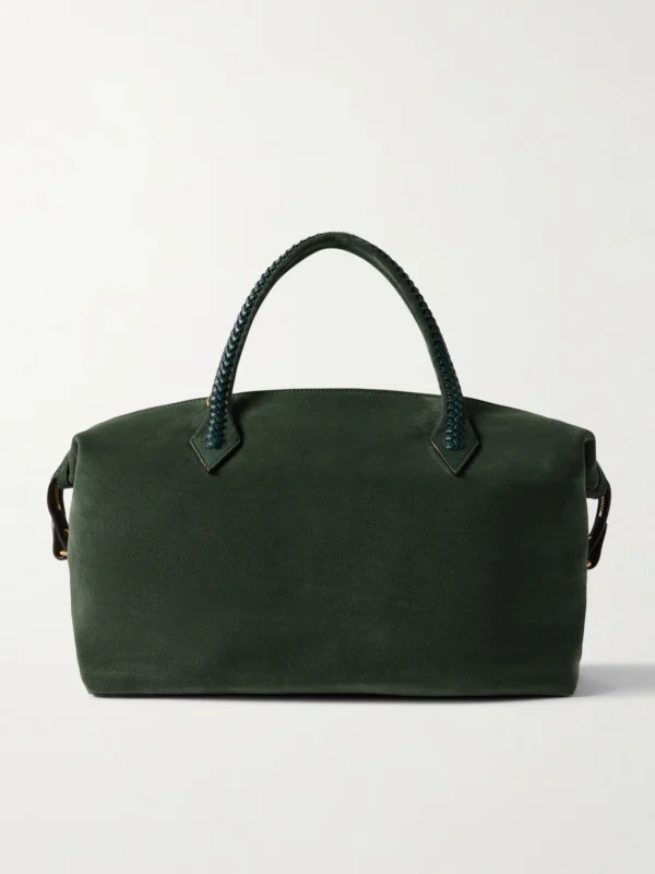 Métier Vérité City Medium Braided Leather-trimmed Suede Tote