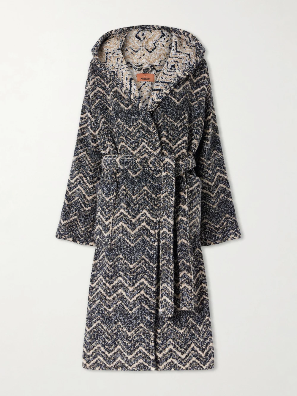 Missoni Home Azul Striped Hooded Cotton-terry Robe in brown