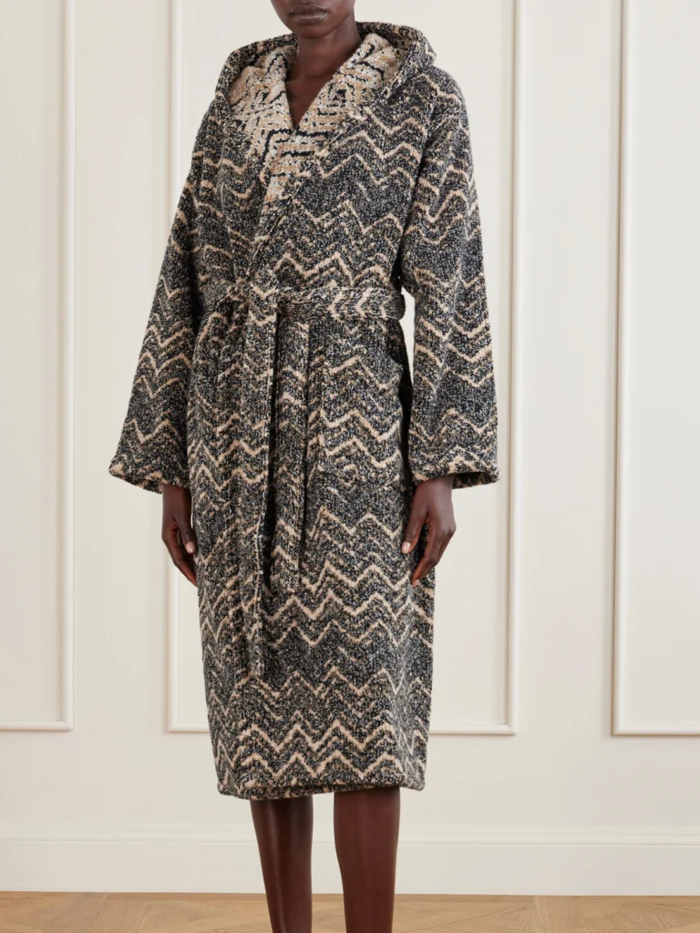 Missoni Home Azul Striped Hooded Cotton-terry Robe