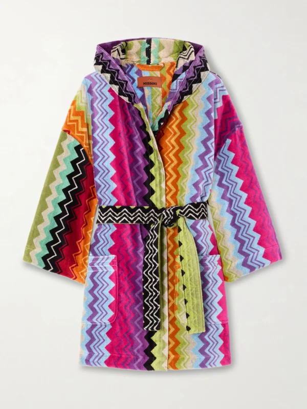 Missoni Home Giacomo Belted Striped Cotton-terry Robe