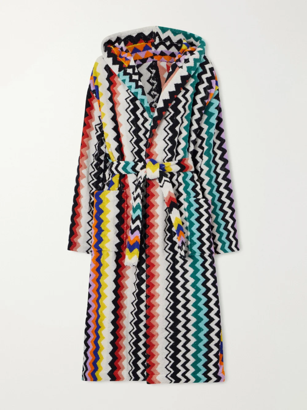 Missoni Home Hooded Striped Cotton-terry Robe in blue