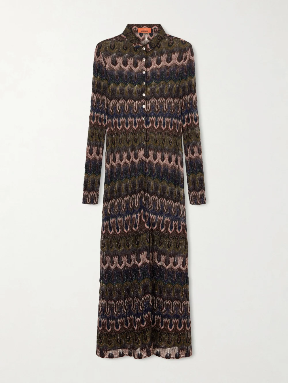 Missoni Metallic Crochet-knit Cardigan in brown