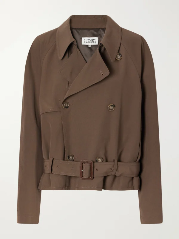 MM6 Maison Margiela Belted Distressed Gabardine Jacket