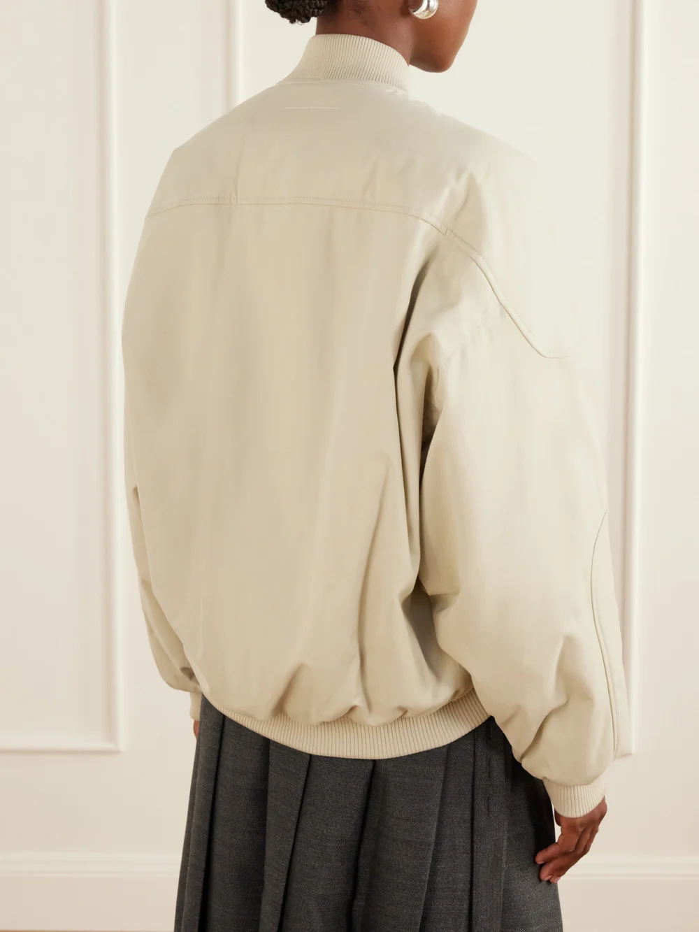 Back view of the MM6 Maison Margiela Embroidered Cotton Bomber Jacket