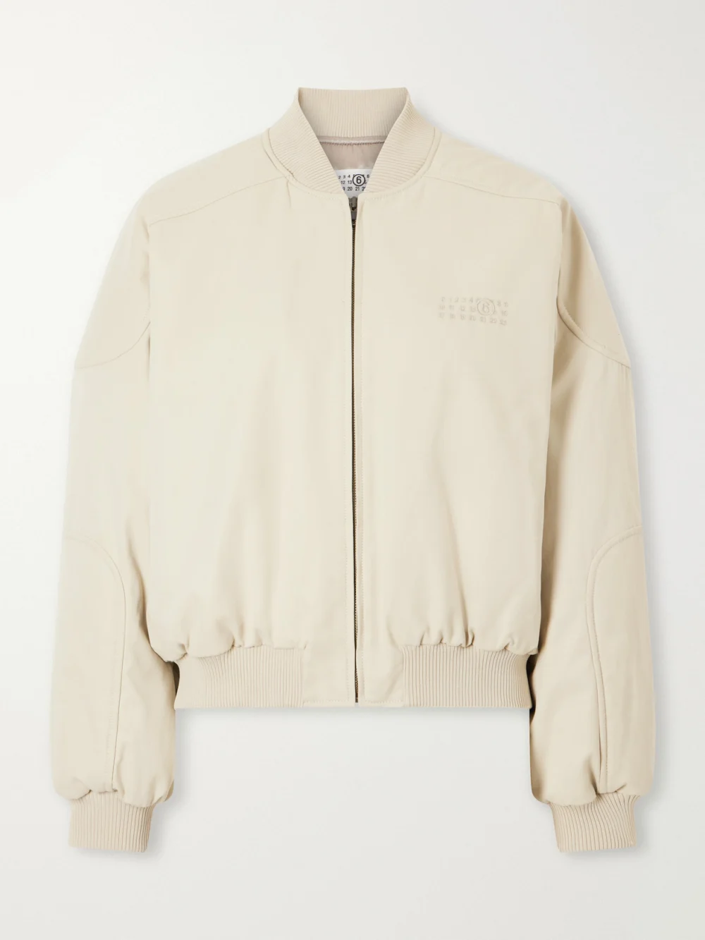 MM6 Maison Margiela Embroidered Cotton Bomber Jacket in ecru