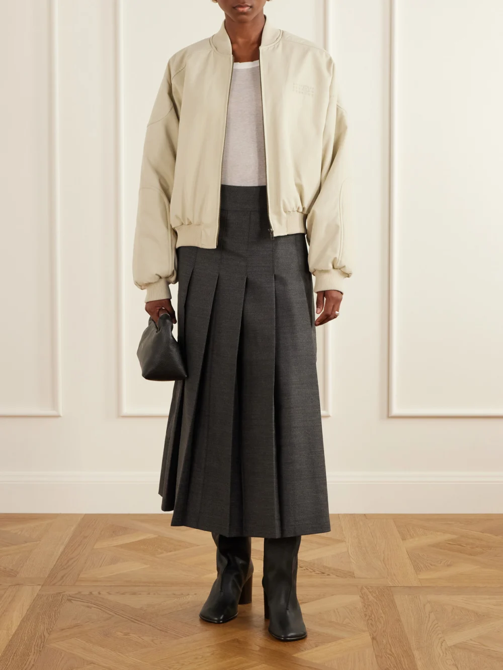 MM6 Maison Margiela Embroidered Cotton Bomber Jacket, worn by a model