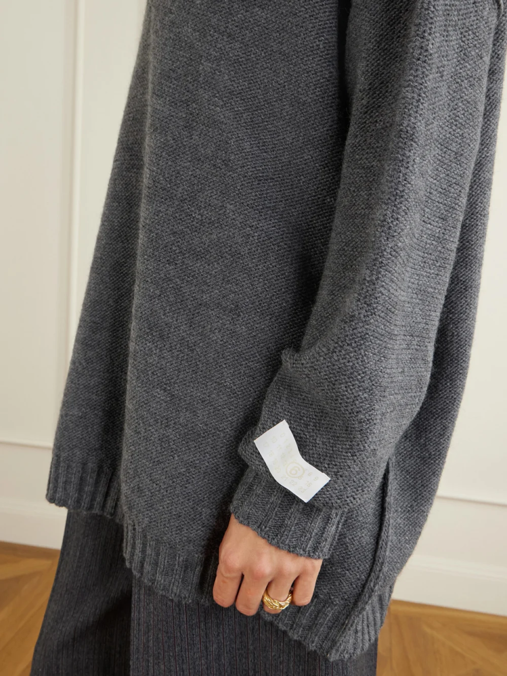 Close-up detail of the MM6 Maison Margiela Oversized Wool and Alpaca-blend Sweater