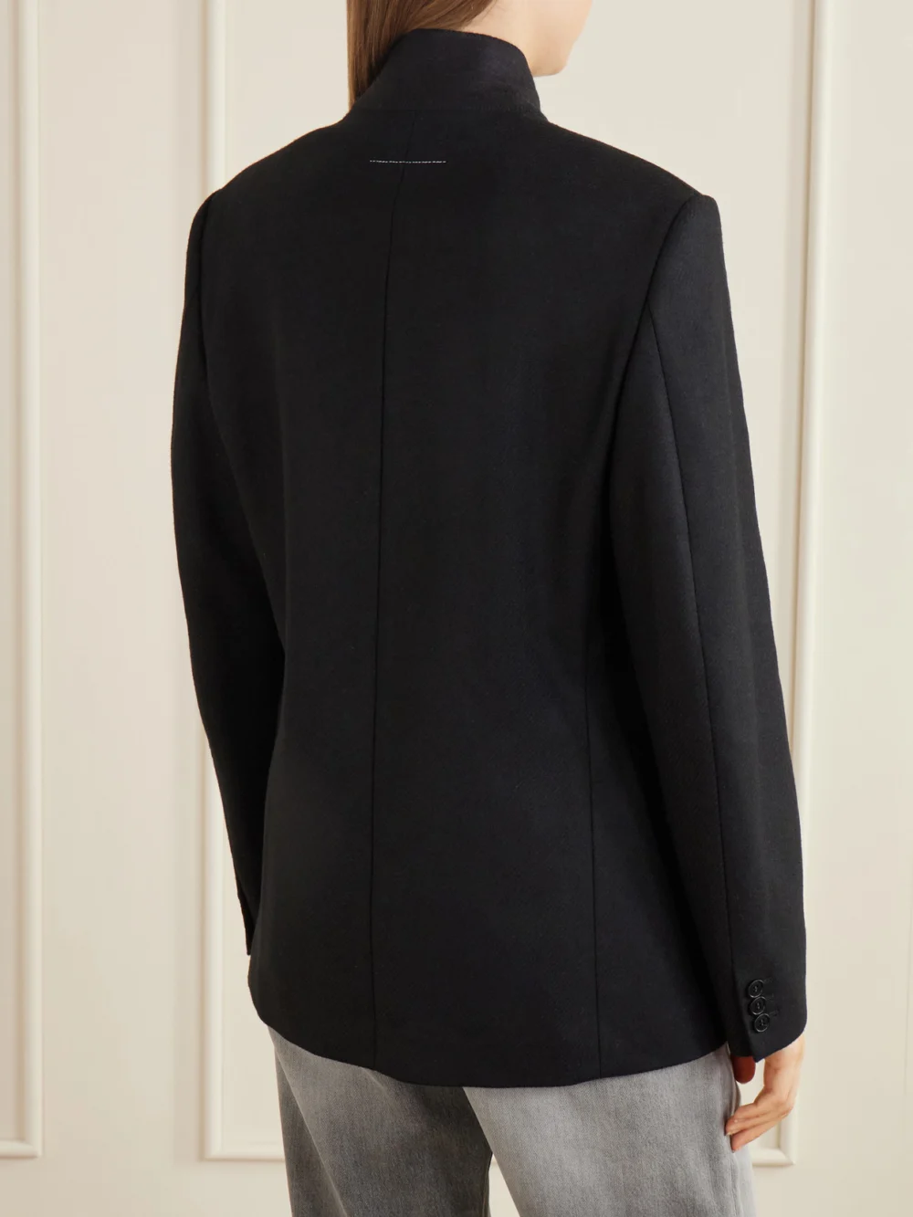 Back view of the MM6 Maison Margiela Wool-blend Zip-up Blazer