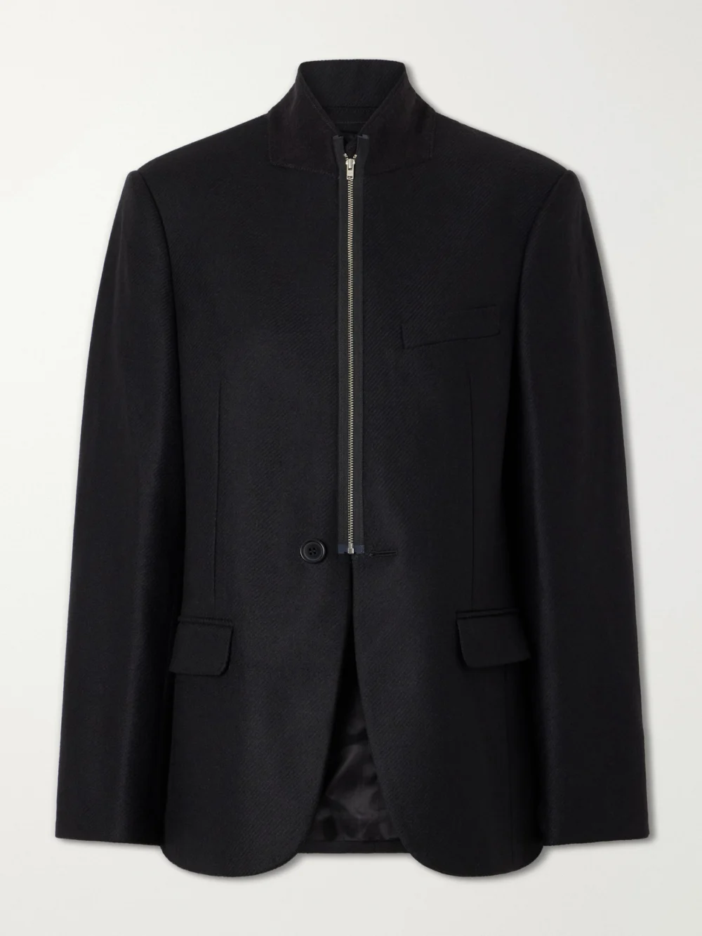 MM6 Maison Margiela Wool-blend Zip-up Blazer in black