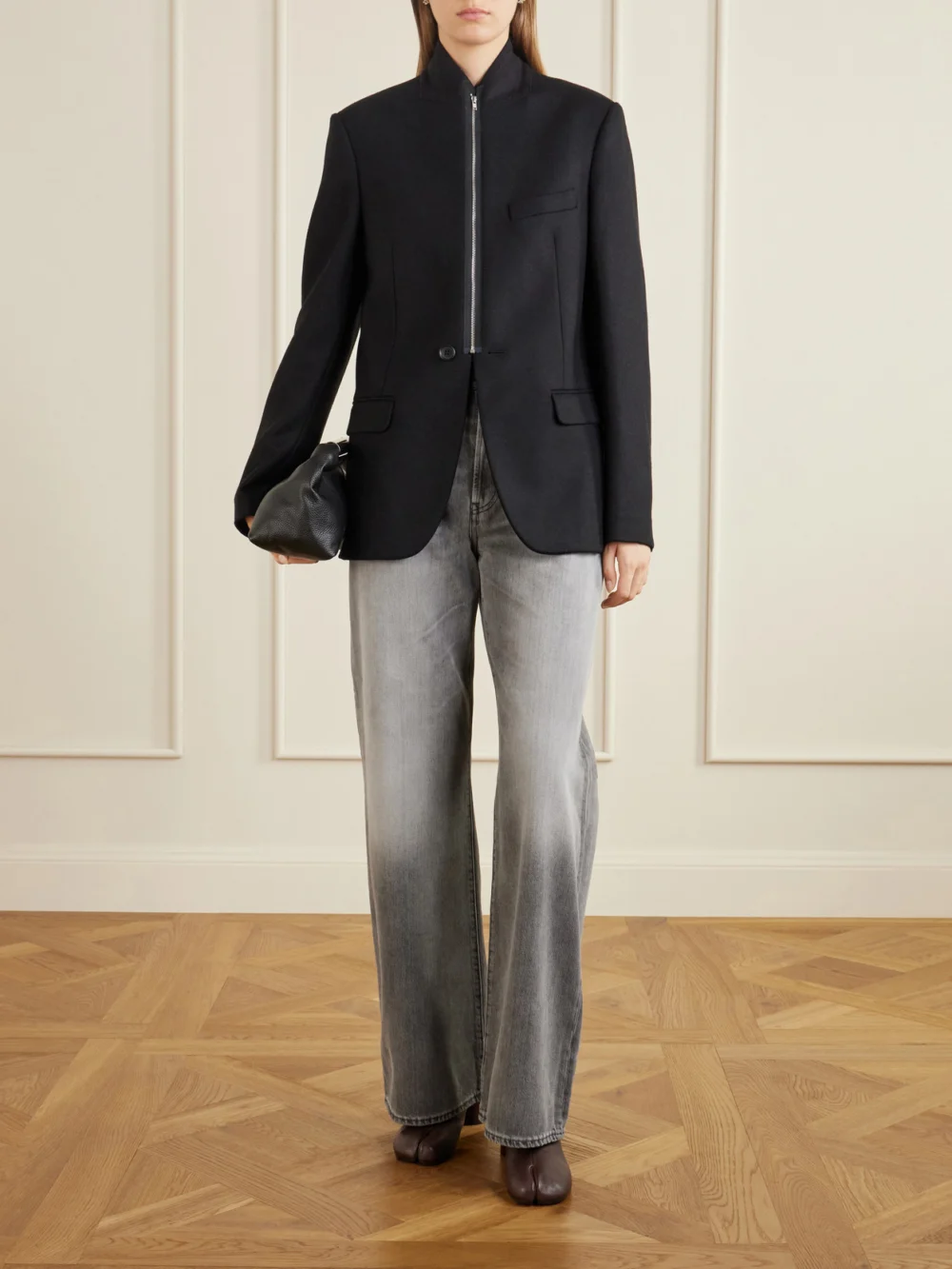 MM6 Maison Margiela Wool-blend Zip-up Blazer, worn by a model