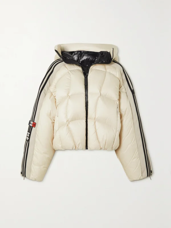 Moncler Genius + Adidas Originals Cropped Hooded Striped Quilted Shell Down Jacket