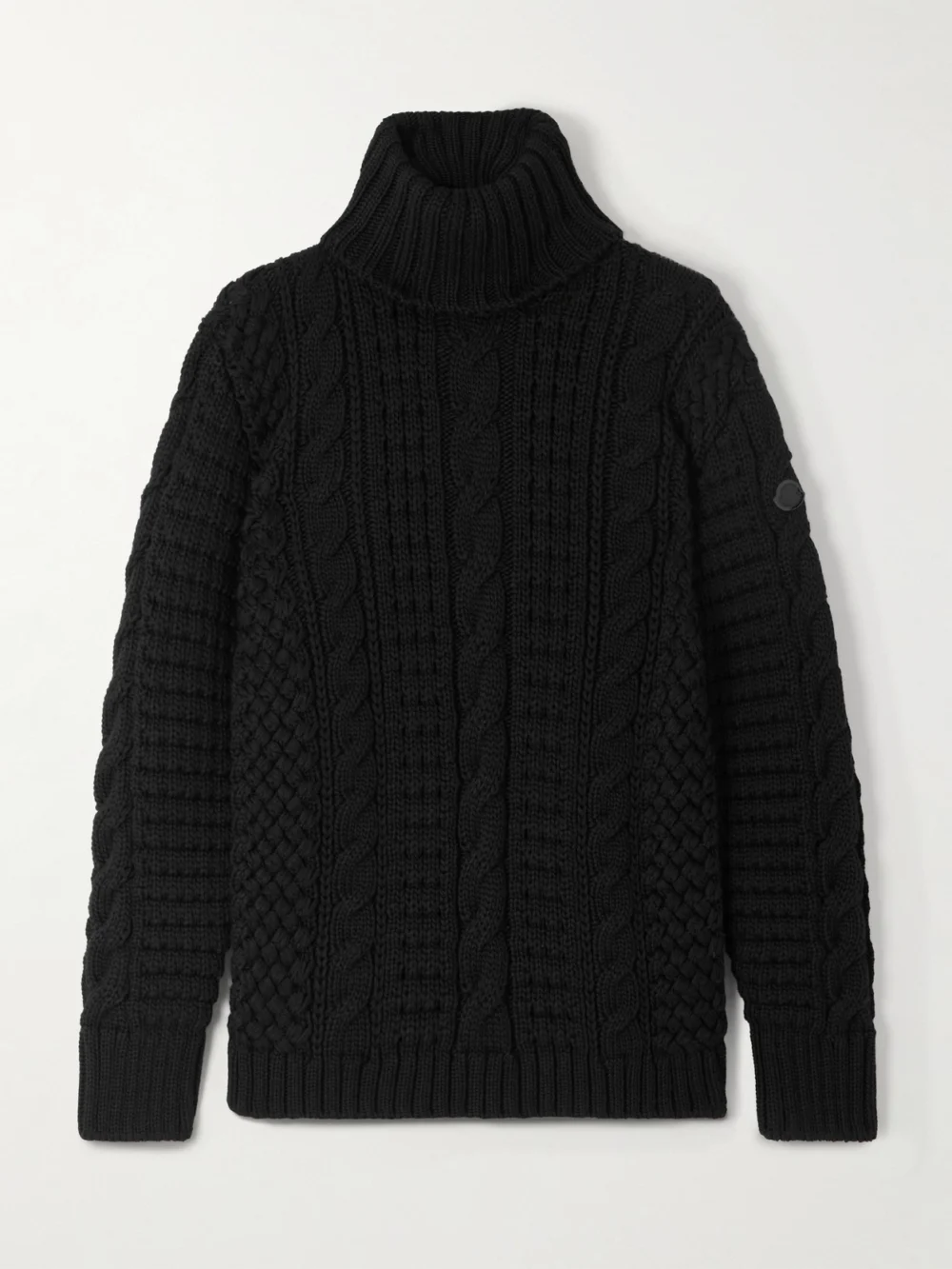 Moncler Genius + Edward Enninful Cable-knit Wool Turtleneck Sweater in black