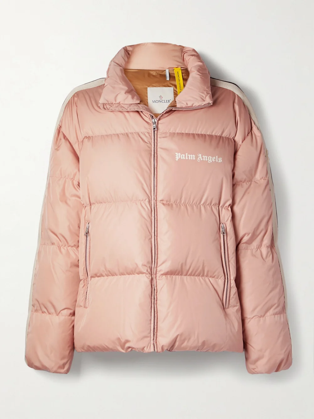 Moncler Genius + Palm Angels Rodman Striped Quilted Shell Down Jacket in baby pink