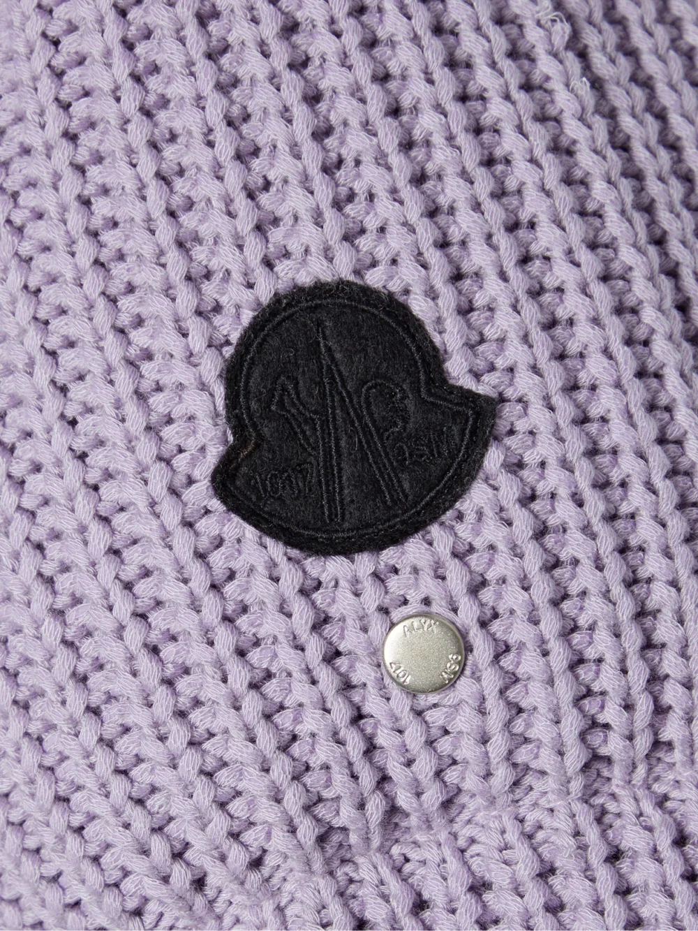 Close-up detail of the Moncler Genius Quilted Ribbed-knit Down Jacket